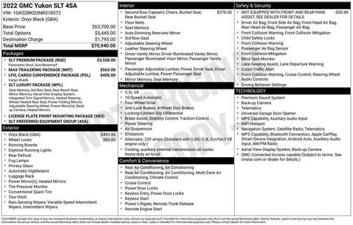 Onyx Black 2022 GMC Yukon SLT