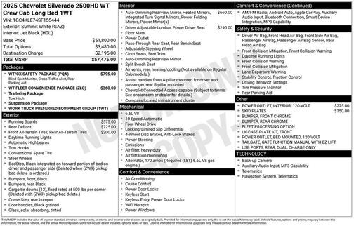 Summit White 2025 Chevrolet Silverado 2500 WT