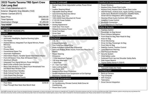 Magnetic Gray Metallic 2023 Toyota Tacoma TRD Sport
