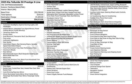 Panthera Metal 2025 Kia Telluride SX Prestige X-Line