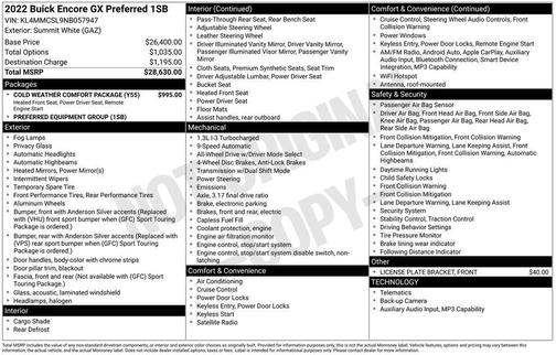 Summit White 2022 Buick Encore GX Preferred