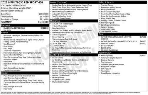 Black Opal Metallic 2023 INFINITI Q50 3.0t RED SPORT 400
