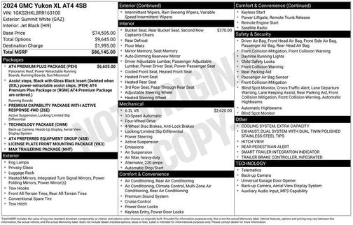 Summit White 2024 GMC Yukon XL 4WD AT4