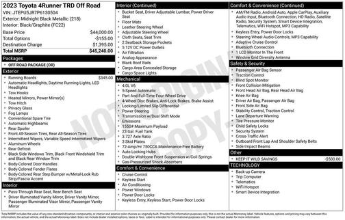 Midnight Black Metallic 2023 Toyota 4Runner TRD Off Road