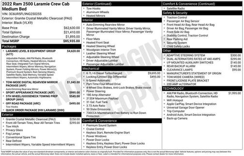 Granite Crystal Metallic Clearcoat 2022 RAM 2500 Laramie Crew Cab 4x4 6'4' Box