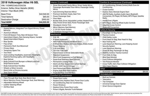 Reflex Silver Metallic 2018 Volkswagen Atlas 3.6L SEL