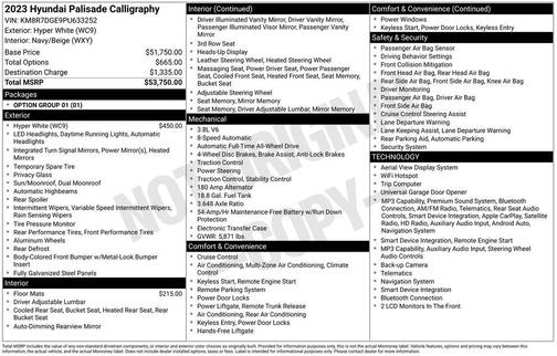 Hyper White 2023 Hyundai PALISADE Calligraphy