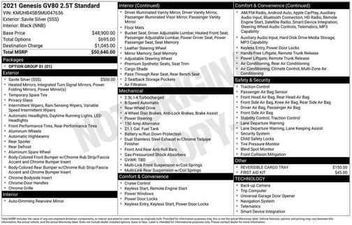 Savile Silver 2021 Genesis GV80 2.5T