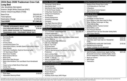 Bright White Clearcoat 2024 RAM 3500 Tradesman Crew Cab 4x4 8' Box