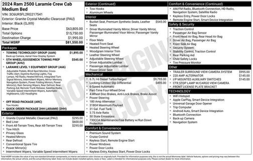 Granite Crystal Metallic Clearcoat 2024 RAM 2500 Laramie Crew Cab 4x4 6'4' Box