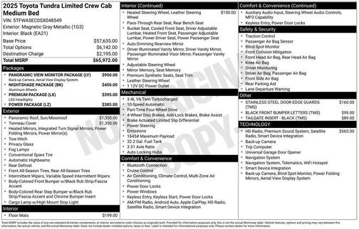 Magnetic Gray Metallic 2025 Toyota Tundra Limited