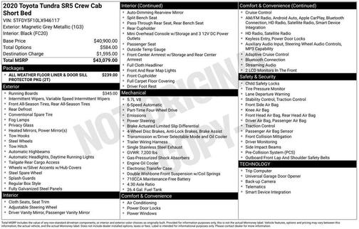 Magnetic Grey Metallic 2020 Toyota Tundra SR5