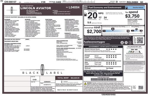 Chroma Caviar Dark Gray Metallic Clearcoat 2024 Lincoln Aviator Black Label AWD