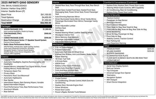 Harbor Gray 2025 INFINITI QX60 SENSORY
