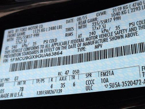 Shadow Black 2016 Ford Escape SE