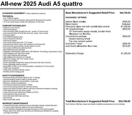 2025 Audi A5 Premium TFSI quattro S tronic