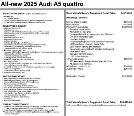2025 Audi A5 Premium Plus TFSI quattro S tronic