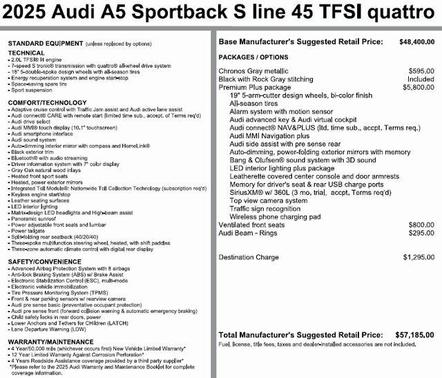 2025 Audi A5 Sportback 45 S Line Premium Plus