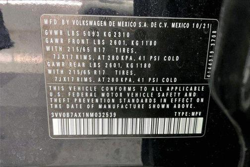 2022 Volkswagen Tiguan 2.0T S 4MOTION