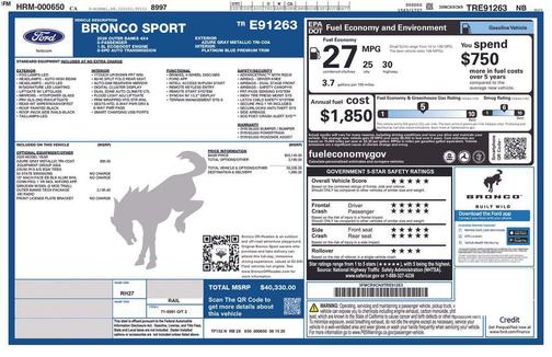 Azure Gray Metallic Tri-Coat 2026 Ford Bronco Sport Outer Banks