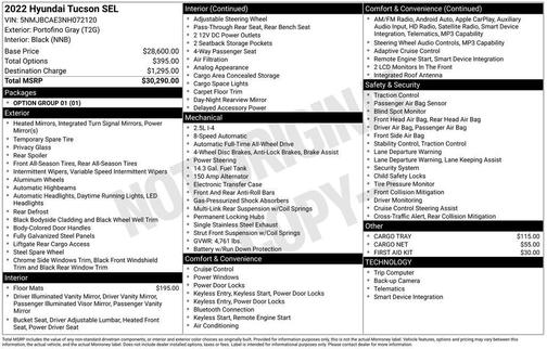 Portofino Gray 2022 Hyundai TUCSON SEL