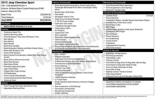 2015 Jeep Cherokee Sport