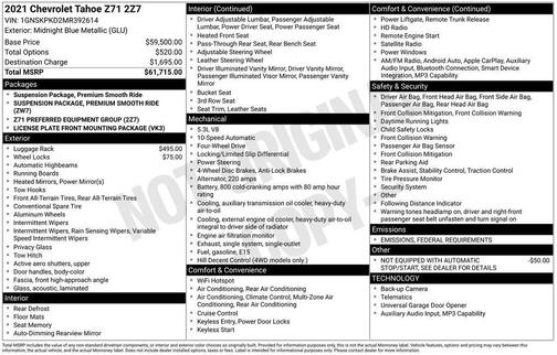 2021 Chevrolet Tahoe 4WD Z71