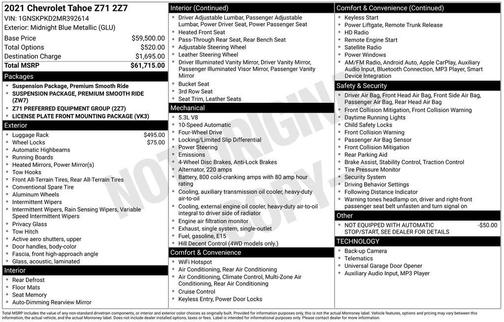 2021 Chevrolet Tahoe 4WD Z71