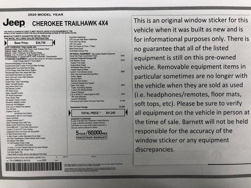 2020 Jeep Cherokee Trailhawk