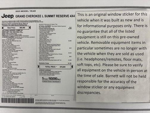 Silver Zynith 2025 Jeep Grand Cherokee L Summit