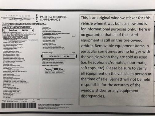 Diamond Black 2024 Chrysler Pacifica Touring-L