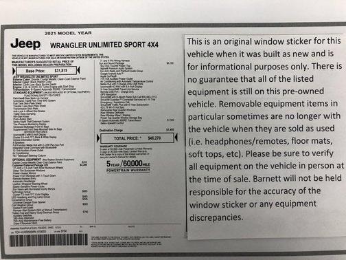 2021 Jeep Wrangler Unlimited Sport