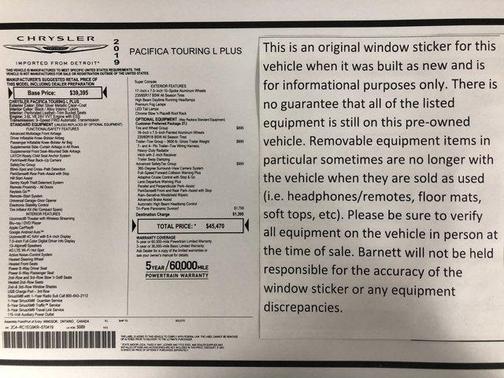 2019 Chrysler Pacifica Touring-L Plus