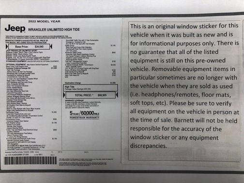 2022 Jeep Wrangler Unlimited Sport