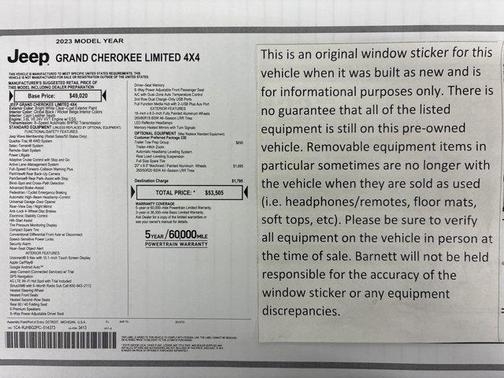 Bright White Clearcoat 2023 Jeep Grand Cherokee Limited