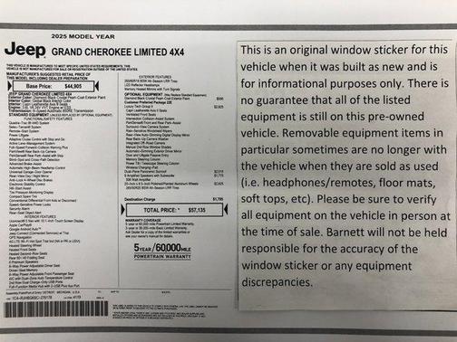 Diamond Black 2025 Jeep Grand Cherokee Limited