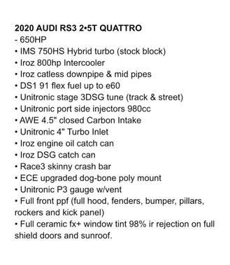 2020 Audi RS 3 TFSI quattro S tronic