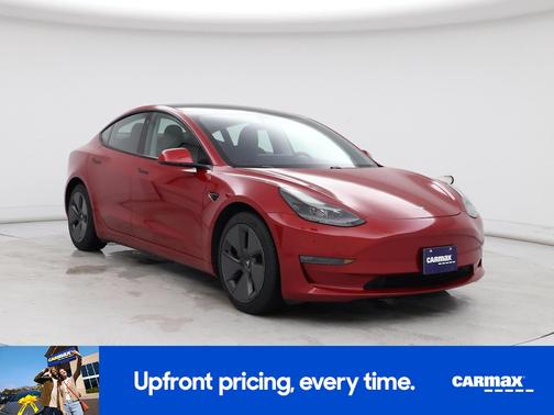 Red 2021 Tesla Model 3 Long Range