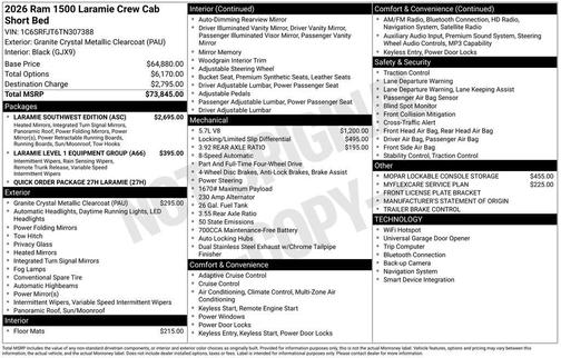 Granite Crystal Metallic Clearcoat 2026 RAM 1500 Laramie