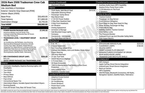 Ceramic Gray Clearcoat 2026 RAM 2500 Tradesman Crew Cab 4x4 6'4' Box