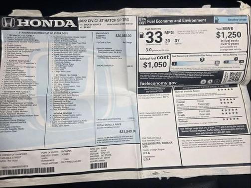 2022 Honda Civic Sport Touring