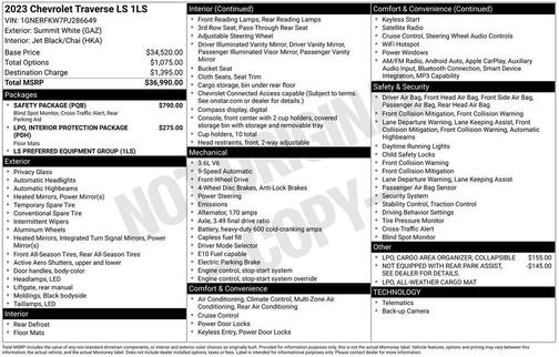 Summit White 2023 Chevrolet Traverse LS