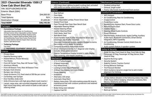 Black 2021 Chevrolet Silverado 1500 LT