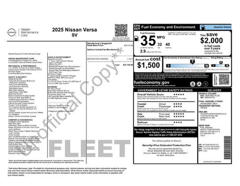 Gun Metallic 2025 Nissan Versa 1.6 SV