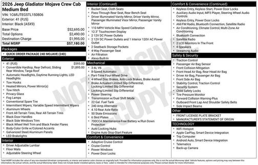 2026 Jeep Gladiator Mojave 4x4
