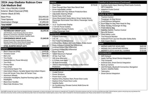 Black Clearcoat 2024 Jeep Gladiator Rubicon