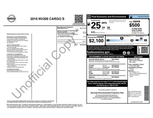 Fresh Powder 2015 Nissan NV200 S