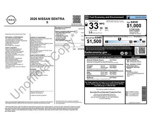 Super Black 2026 Nissan Sentra S