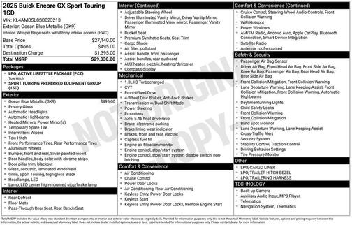 Ocean Blue Metallic 2025 Buick Encore GX Sport Touring