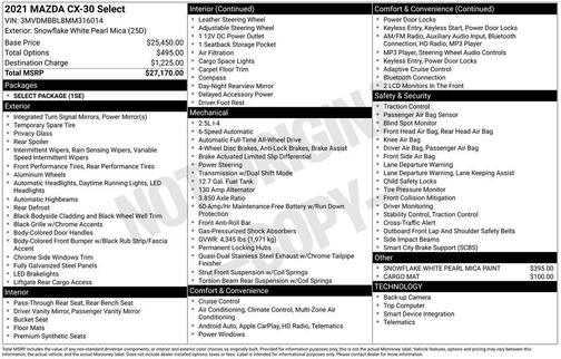 Snowflake White Pearl Mica 2021 Mazda CX-30 Select
